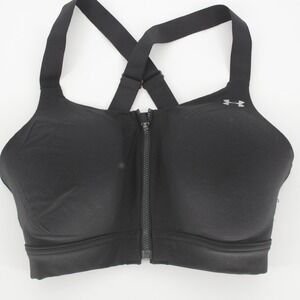 Under Armour Women's Black High Impact Zip Front Sports Bra Size 34DD